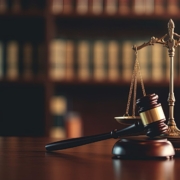 close up of wooden gavel and scales of justice, judge, law banner, generative ai ADA Website Compliance lawsuit